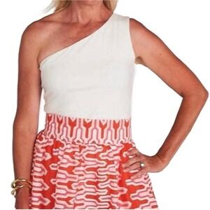 CK Bradley Summer Top One Shoulder White Tank NWT Sz M‎ $128
